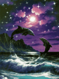 Dolphins above sea